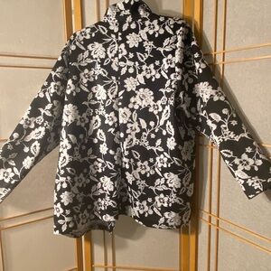Robert Louis Black and White Floral Teddy Jacket